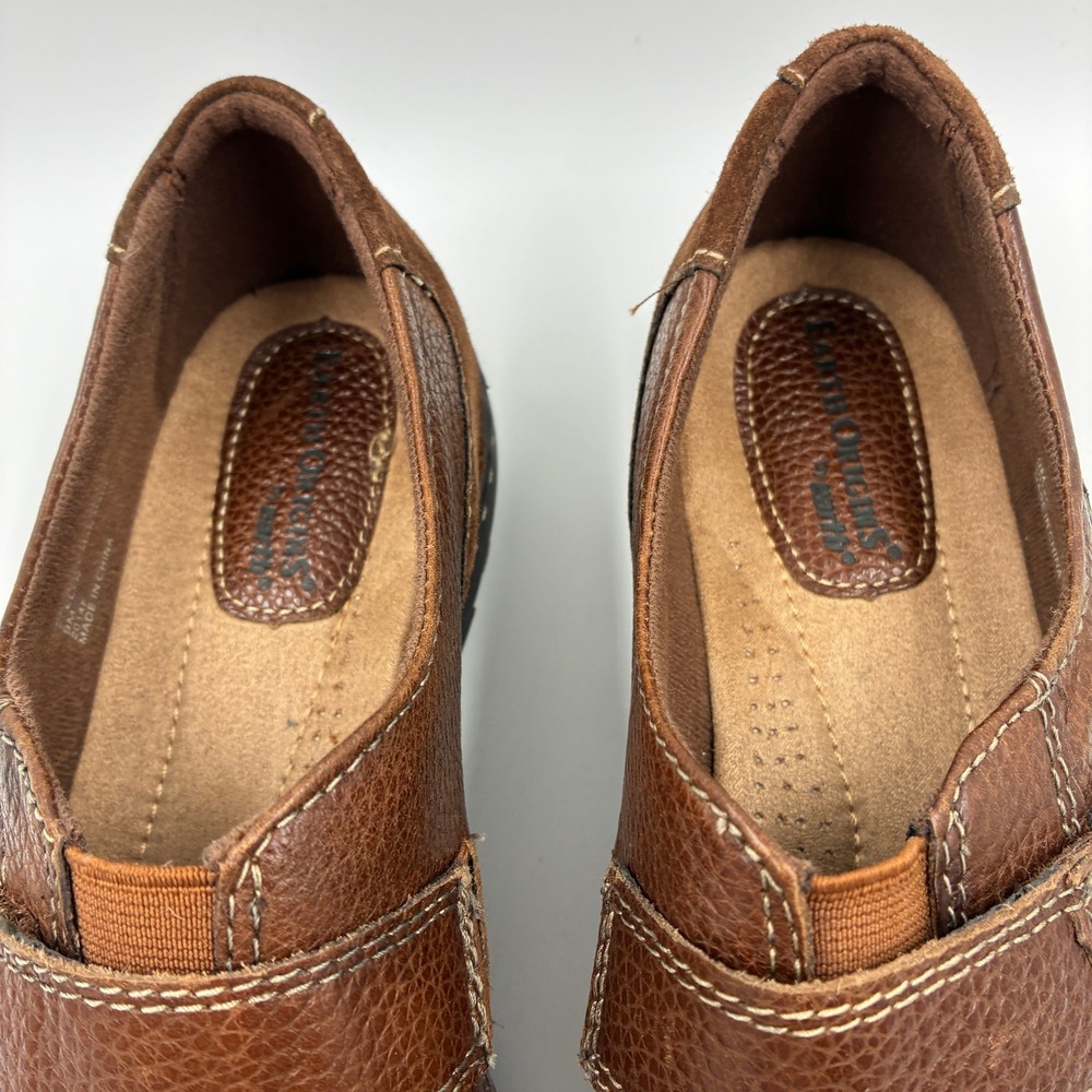 Earth Origins Evelyn Brown Leather Loafers Shoes Womens 9M 2014F Hook Loop Strap - Picture 11 of 16